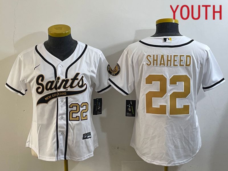 Youth New Orleans Saints #22 Shaheed White Joint Name 2024 Nike Limited NFL Jersey style 2->youth nfl jersey->Youth Jersey